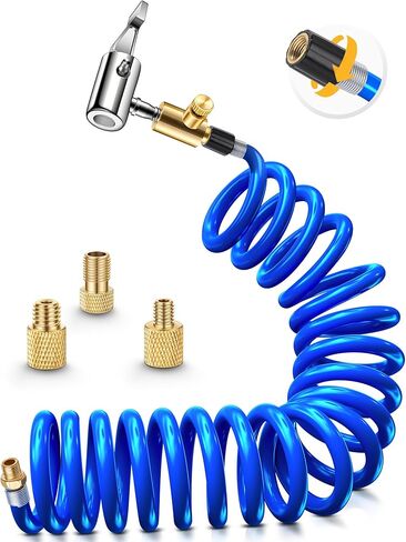 ظرف إطار نحاسي مع خرطوم هواء من البولي يوريثان بطول 9.8 قدم، محول خرطوم نفخ الإطارات بمشبك قفل مع محول صمام بريستا وقطعتين من صواميل التحويل، مجموعة ظرف هواء لمضخة الإطارات المحمولة/ضاغط الهواء in Kuwait