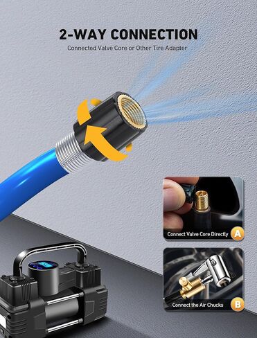 ظرف إطار نحاسي مع خرطوم هواء من البولي يوريثان بطول 9.8 قدم، محول خرطوم نفخ الإطارات بمشبك قفل مع محول صمام بريستا وقطعتين من صواميل التحويل، مجموعة ظرف هواء لمضخة الإطارات المحمولة/ضاغط الهواء in Kuwait