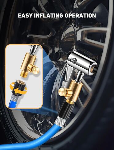 ظرف إطار نحاسي مع خرطوم هواء من البولي يوريثان بطول 9.8 قدم، محول خرطوم نفخ الإطارات بمشبك قفل مع محول صمام بريستا وقطعتين من صواميل التحويل، مجموعة ظرف هواء لمضخة الإطارات المحمولة/ضاغط الهواء in Kuwait