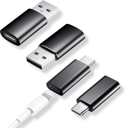 4 عبوات من Temdan [2*Lightning إلى USB C]&[2*USB C إلى USB A] لساعة Apple Watch Ultra 8 9، iPhone 15 Pro Max 14 13 12، AirPods، ناقل شحن سريع PD، موصل شاحن من النوع C، وليس لـ الصوت/OTG-أسود in Saudi Arabia