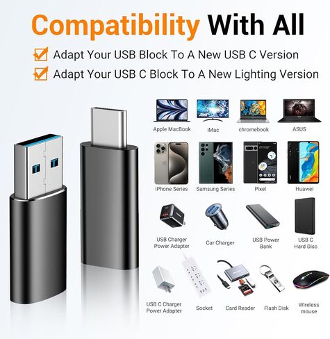 4 عبوات من Temdan [2*Lightning إلى USB C]&[2*USB C إلى USB A] لساعة Apple Watch Ultra 8 9، iPhone 15 Pro Max 14 13 12، AirPods، ناقل شحن سريع PD، موصل شاحن من النوع C، وليس لـ الصوت/OTG-أسود in Saudi Arabia