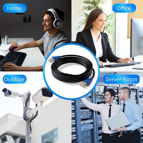 Cat6 Outdoor Ethernet Cable 150ft, Heavy Duty Double Jackets Internet Cord, Waterproof, Direct Burial, (from 25FT to 300 FT) Support PoE Cat6 Cat5e Cat5 Network, Cat 6 RJ45 Patch Cable with 25 Ties in Saudi Arabia