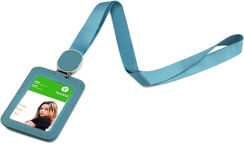 Leather Retractable Badge Holder, Id Card Holder with Breakaway Lanyards, Durable Metal Clasp, Horizontal and Vertical Use, for Office, Doctor, Student, Teacher, Staff in Saudi Arabia