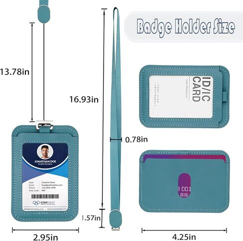 Leather Retractable Badge Holder, Id Card Holder with Breakaway Lanyards, Durable Metal Clasp, Horizontal and Vertical Use, for Office, Doctor, Student, Teacher, Staff in Saudi Arabia