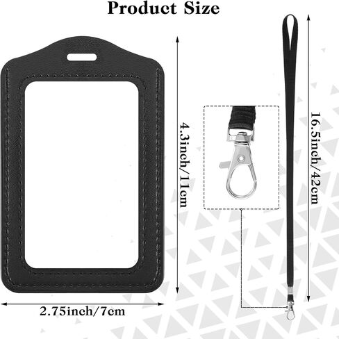 2 Sets Leather Id Badge Holder Double Sided Clear Badge Holder PU Leather Lanyard with Id Holder Clear Window Badge Holder with Detachable Neck Nylon Lanyard for Office School, Black in Saudi Arabia