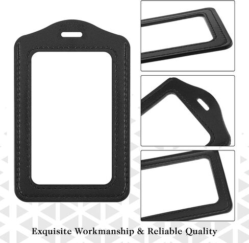 2 Sets Leather Id Badge Holder Double Sided Clear Badge Holder PU Leather Lanyard with Id Holder Clear Window Badge Holder with Detachable Neck Nylon Lanyard for Office School, Black in Saudi Arabia