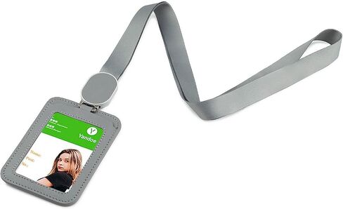 Leather Retractable Badge Holder, Id Card Holder with Breakaway Lanyards, Durable Metal Clasp, Horizontal and Vertical Use, for Office, Doctor, Student, Teacher, Staff in Saudi Arabia