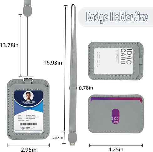 Leather Retractable Badge Holder, Id Card Holder with Breakaway Lanyards, Durable Metal Clasp, Horizontal and Vertical Use, for Office, Doctor, Student, Teacher, Staff in Saudi Arabia