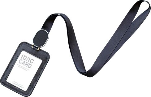 Leather Retractable Badge Holder, Id Card Holder with Breakaway Lanyards, Durable Metal Clasp, Horizontal and Vertical Use, for Office, Doctor, Student, Teacher, Staff in Saudi Arabia