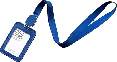 Leather Retractable Badge Holder, Id Card Holder with Breakaway Lanyards, Durable Metal Clasp, Horizontal and Vertical Use, for Office, Doctor, Student, Teacher, Staff in Saudi Arabia