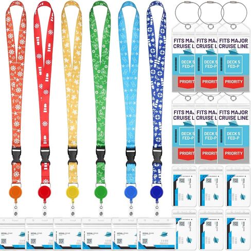 6 Pack Cruise Lanyards with Ship Card Holders, Retractable Cruise Card Holder Badge Reels with Waterproof Luggage Tags ID Holders for Cruise Essentials Accessories Key Cards in Saudi Arabia