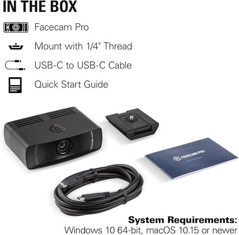 كاميرا Elgato Facecam Pro، كاميرا ويب True 4K60 فائقة الدقة للبث المباشر، والألعاب، ومكالمات الفيديو، ومستشعر سوني، وتصحيح الضوء المتقدم، والتحكم في نمط DSLR، وزاوية واسعة، تعمل مع OBS، والفرق، والتكبير، والكمبيوتر الشخصي/Mac in Kuwait