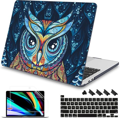 Mektron Cute Owl Plastic Hard Shell Cover for MacBook Pro 16 inch Case A2141 2020 2019 with Touch Bar & Touch ID, 4 in 1 Laptop Case, Keyboard Skin, Screen Protector, Dust Plug in Saudi Arabia