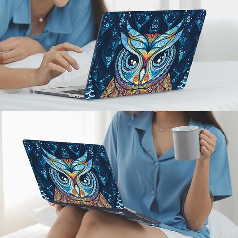 Mektron Cute Owl Plastic Hard Shell Cover for MacBook Pro 16 inch Case A2141 2020 2019 with Touch Bar & Touch ID, 4 in 1 Laptop Case, Keyboard Skin, Screen Protector, Dust Plug in Saudi Arabia