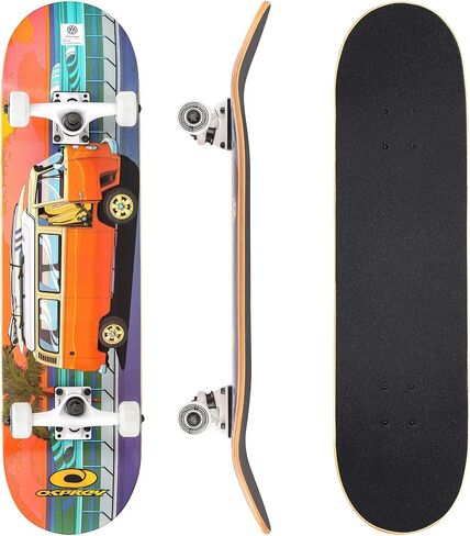 Osprey Volkswagen Professional Skateboard| for Beginners, 31 Inch Double Kick Concave Adult Skateboard with ABEC 7 Bearings – 220lbs Max User Weight– Official VW Designs in Saudi Arabia