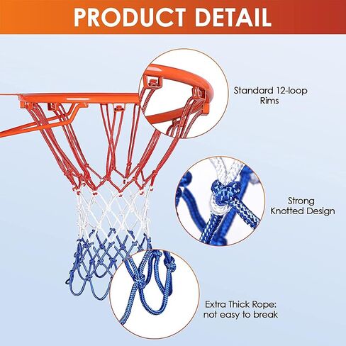 Sporting Goods Basketball Net Replacement, All Weather Anti Whip Basketball Net Heavy Duty Outdoor, Fits Standard 12 Loops Rims in Saudi Arabia