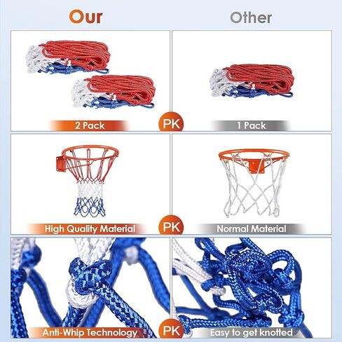 Sporting Goods Basketball Net Replacement, All Weather Anti Whip Basketball Net Heavy Duty Outdoor, Fits Standard 12 Loops Rims in Saudi Arabia