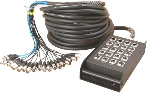 OnStage 16 x 4 XLR Stage Snake، أسود، 50 قدم (SNK16450V2) in Saudi Arabia
