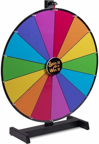 Brybelly Spin it to Win It Jumbo Prize Wheel, 24" | 14 Colorful Slots, Customizable Button, Adjustable Spin Speed | Tabletop Prize Wheels for Trade Shows, Office Games, and Parties in Kuwait