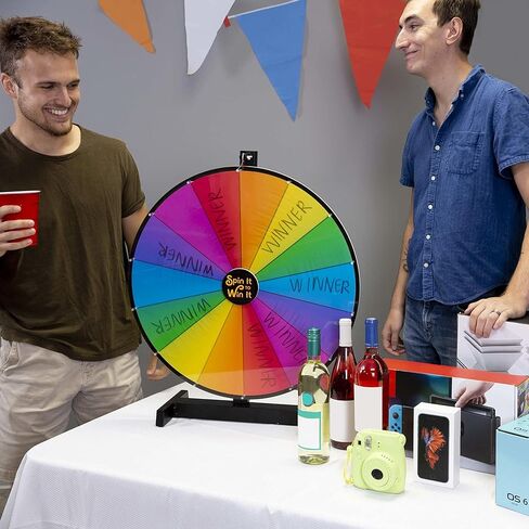 Brybelly Spin it to Win It Jumbo Prize Wheel, 24" | 14 Colorful Slots, Customizable Button, Adjustable Spin Speed | Tabletop Prize Wheels for Trade Shows, Office Games, and Parties in Kuwait