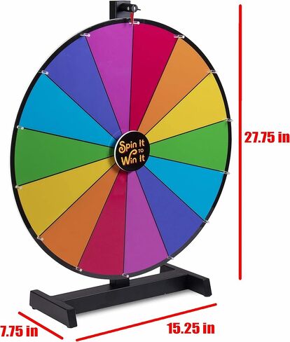 Brybelly Spin it to Win It Jumbo Prize Wheel, 24" | 14 Colorful Slots, Customizable Button, Adjustable Spin Speed | Tabletop Prize Wheels for Trade Shows, Office Games, and Parties in Kuwait