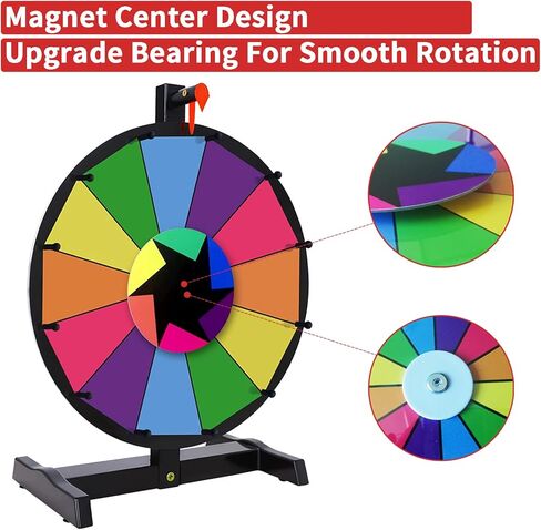 عجلة الجائزة الدوارة مقاس 15 بوصة للفوز: عجلة الحظ ذات 12 فتحة للطاولة، وأقلام التحديد الجافة والممحاة متضمنة - للكرنفالات والمعارض التجارية in Kuwait
