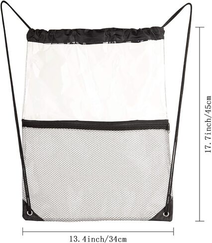 حقيبة HAOGUAGUA برباط شفاف معتمدة من الاستاد، حقيبة شفافة للرجال مع جيب شبكي بسحاب أمامي، حقيبة ظهر بخيوط PVC للملاعب والأحداث الرياضية in Kuwait