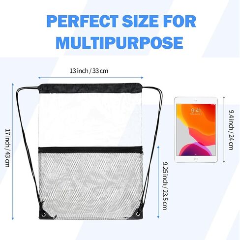 حقيبة HAOGUAGUA برباط شفاف معتمدة من الاستاد، حقيبة شفافة للرجال مع جيب شبكي بسحاب أمامي، حقيبة ظهر بخيوط PVC للملاعب والأحداث الرياضية in Kuwait