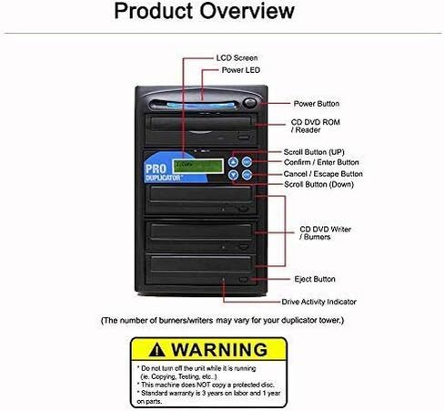 Produplicator 1 to 10 Blu-ray CD DVD SATA Daisy Chain Ready Duplicator (14x/22x/48x Burners, 500GB HDD) in Saudi Arabia