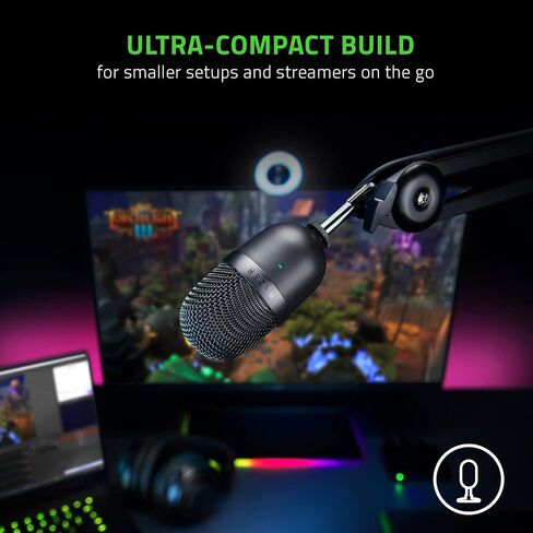 ميكروفون البث USB Razer Seiren Mini فائق الصغر: مقاوم للصدمات - أسود (متجدد) in Saudi Arabia