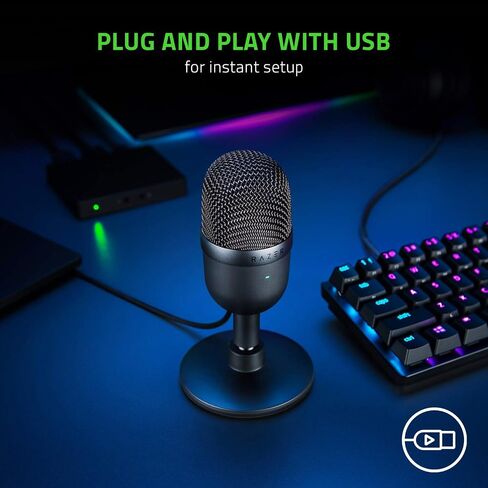 ميكروفون البث USB Razer Seiren Mini فائق الصغر: مقاوم للصدمات - أسود (متجدد) in Saudi Arabia