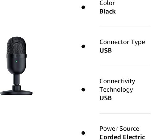 ميكروفون البث USB Razer Seiren Mini فائق الصغر: مقاوم للصدمات - أسود (متجدد) in Saudi Arabia