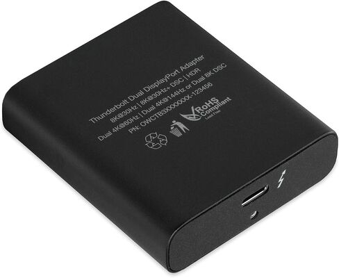 OWC Thunderbolt Dual Displayport Adapter, Dual displays up to 4K @ 60Hz, Single display up to 8K @ 30Hz, 2 DisplayPort 1.4 ports, Compatible with Mac and PC Thunderbolt (USB-C) devices, cable included in Saudi Arabia
