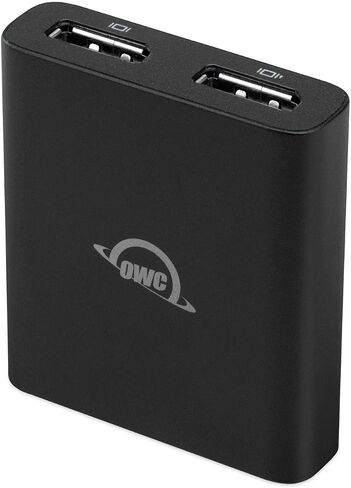 OWC Thunderbolt Dual Displayport Adapter, Dual displays up to 4K @ 60Hz, Single display up to 8K @ 30Hz, 2 DisplayPort 1.4 ports, Compatible with Mac and PC Thunderbolt (USB-C) devices, cable included in Saudi Arabia