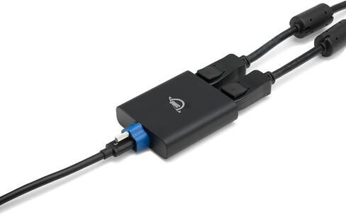 OWC Thunderbolt Dual Displayport Adapter, Dual displays up to 4K @ 60Hz, Single display up to 8K @ 30Hz, 2 DisplayPort 1.4 ports, Compatible with Mac and PC Thunderbolt (USB-C) devices, cable included in Saudi Arabia