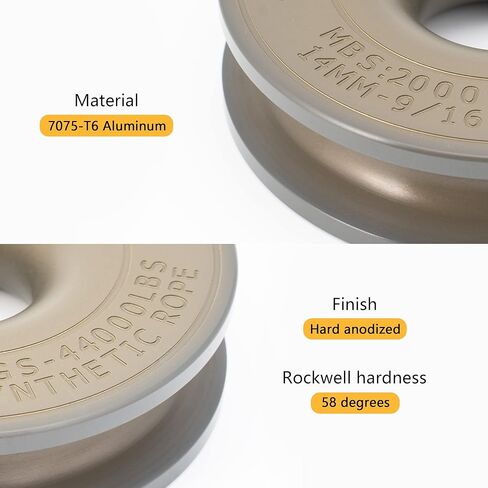 44000lbs سبائك الألومنيوم 7075 ونش انتزاع الانتعاش الدائري 40 مللي متر ثقب ضياء ونش ملحق in Kuwait