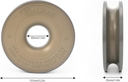 44000lbs سبائك الألومنيوم 7075 ونش انتزاع الانتعاش الدائري 40 مللي متر ثقب ضياء ونش ملحق in Kuwait