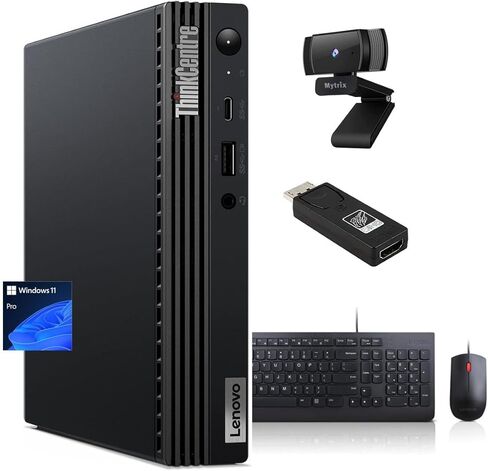 Lenovo ThinkCentre M75q Gen 2 Mini Business Desktop، Ryzen 5 Pro 5650GE، ذاكرة الوصول العشوائي 16 جيجابايت، 1 تيرابايت PCIe SSD + 500 جيجابايت HDD، Windows 11 Pro، صندوق OEM، مع حزمة 5 في 1 (كاميرا ويب MX FHD، محول DN، سنة واحدة. ضمان) in Kuwait