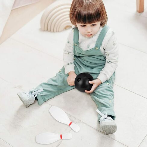 Kids Bowling Balls Toy Small Plastic Bowling Set Includes 10 Classical White Pins and 2 Black Balls Toddler Sport Toy for Indoor Outdoor Activities Party Family Games,16cm in Saudi Arabia