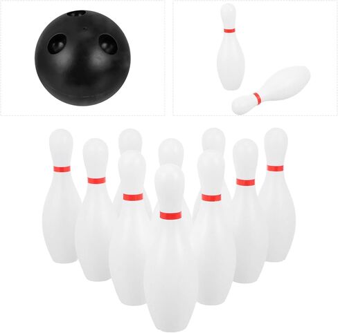 Kids Bowling Balls Toy Small Plastic Bowling Set Includes 10 Classical White Pins and 2 Black Balls Toddler Sport Toy for Indoor Outdoor Activities Party Family Games,16cm in Saudi Arabia