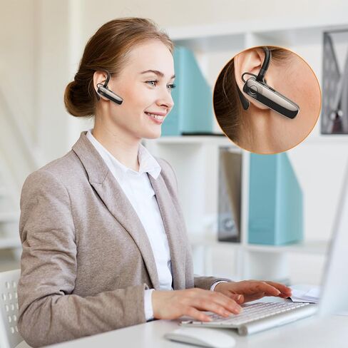سماعة أذن بلوتوث جديدة من bee مزودة بميكروفون V5.1 سماعة رأس لاسلكية للتحدث الحر لمدة 12 ساعة متوافقة مع هاتف iPhone Android وSamsung المحمول وسائق الكمبيوتر المحمول in Kuwait