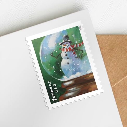 كرات الثلج USPS (كتيب مكون من 20) طوابع بريدية إلى الأبد (رجل ثلج، وسانتا كلوز يستعد على مدخنة، وغزال مهيب، وشجرة عيد الميلاد) 2023 سكوت #5816-5819 in Kuwait