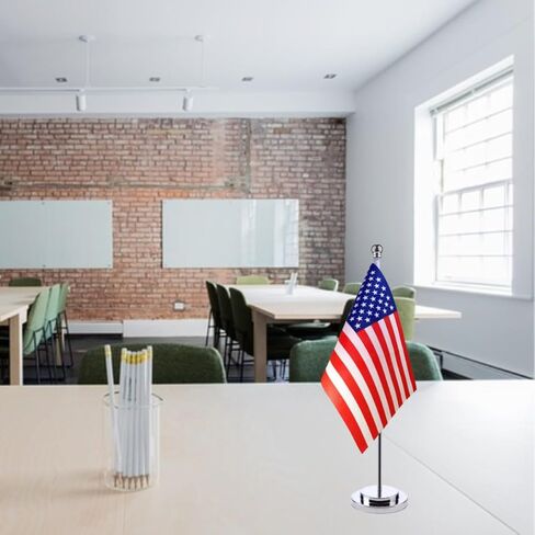 Brazilian Table Flag Desk Flag of Brazil With 30CM Stainless Steel Stand Base Desktop Flags Veteran Office Home Bar International Conference Brazilian Theme Party Holiday Decorations in Kuwait