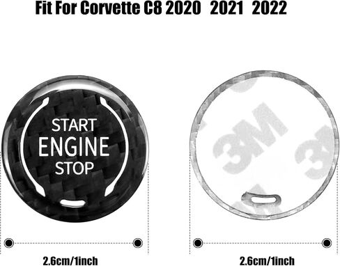 زر تشغيل بالضغط من ألياف الكربون، غطاء زر تشغيل المحرك وزر إيقاف التشغيل مناسب لسيارة Chevy Corvette C8 2020 2021 (أحمر) in Kuwait