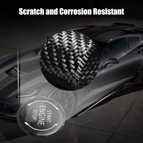 زر تشغيل بالضغط من ألياف الكربون، غطاء زر تشغيل المحرك وزر إيقاف التشغيل مناسب لسيارة Chevy Corvette C8 2020 2021 (أحمر) in Kuwait