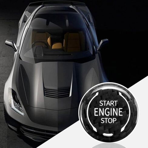 زر تشغيل بالضغط من ألياف الكربون، غطاء زر تشغيل المحرك وزر إيقاف التشغيل مناسب لسيارة Chevy Corvette C8 2020 2021 (أحمر) in Kuwait
