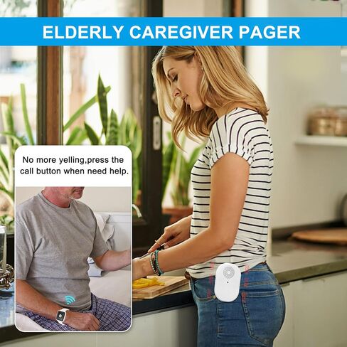 ChunHee Wireless Caregiver Pager Call Button Nurse Alert System Call Bell for Home/Elderly/Patient Emergency Vibration Pager 1 Transmitter+1 Receiver(800+Feet Operating Range) in Kuwait