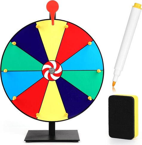12 inch Spinning Prize Wheel, 10 Slots Tabletop Spinner Heavy Duty Roulette Wheel Spin Wheel of Fortune Games for Spin to Win with Dry Erase & Marker Pen for Carnivals, Trade Shows, Party in Saudi Arabia