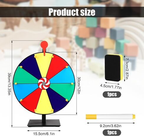 12 inch Spinning Prize Wheel, 10 Slots Tabletop Spinner Heavy Duty Roulette Wheel Spin Wheel of Fortune Games for Spin to Win with Dry Erase & Marker Pen for Carnivals, Trade Shows, Party in Saudi Arabia