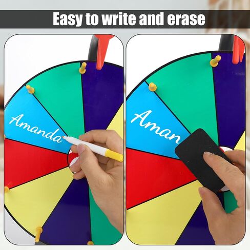 12 inch Spinning Prize Wheel, 10 Slots Tabletop Spinner Heavy Duty Roulette Wheel Spin Wheel of Fortune Games for Spin to Win with Dry Erase & Marker Pen for Carnivals, Trade Shows, Party in Saudi Arabia